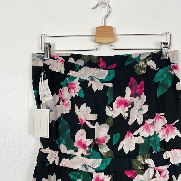 1.State Womens M Stretch Banded Strapless Floral Tropical Lined 2 Pocket Romper - Picture 9 of 11